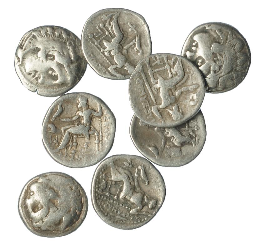 188   -  GRECIA ANTIGUA. Lote de 8 dracmas Alejandro III. BC+/MBC-.