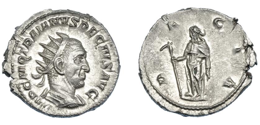 452   -  IMPERIO ROMANO. TRAJANO DECIO. Antoniniano. Roma (249-251). A/ Busto radiado, drapeado y acorazado a der.; IMP C M Q TRAIANVS DECIVS AVG. R/ Dacia a izq.; DACIA. VE 4,57 g. 22,5 mm. RIC-13. EBC.