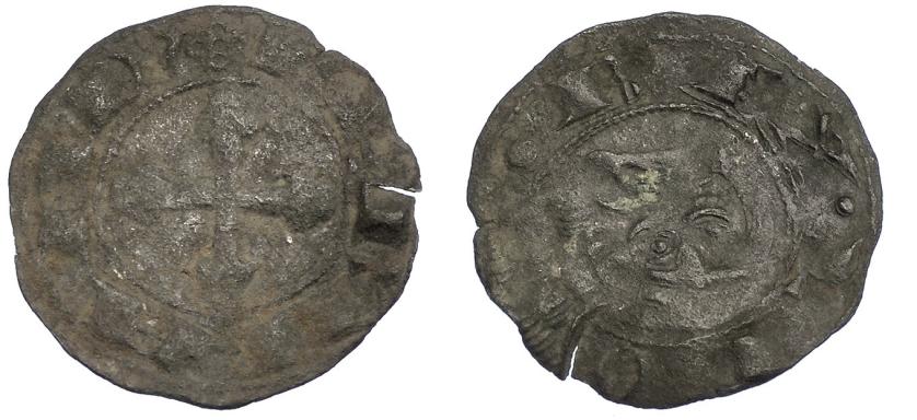 478   -  REINOS DE CASTILLA Y LEÓN. FERNANDO II. Dinero. León. A/ Cruz de círculos; FERNAND´. R/ . REX . LEO. VE 0,58 g. 17,63 mm. III-no. BMM-196. MM-F 2.4. MBC-. Muy rara.