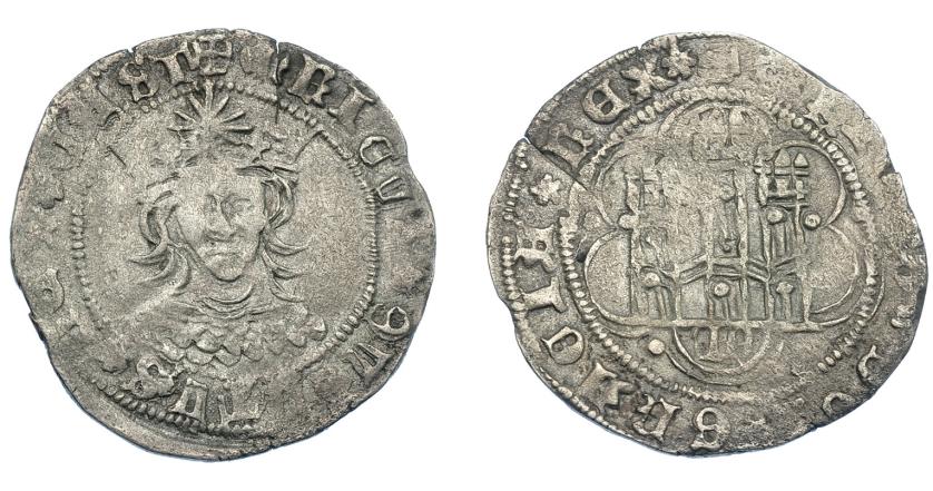 485   -  REINOS DE CASTILLA Y LEÓN. ENRIQUE IV. Cuartillo. Segovia. VE 3,26 g. 26,49 mm. III-754. BMM-1022. Vellón rico. Fina grieta. MBC.