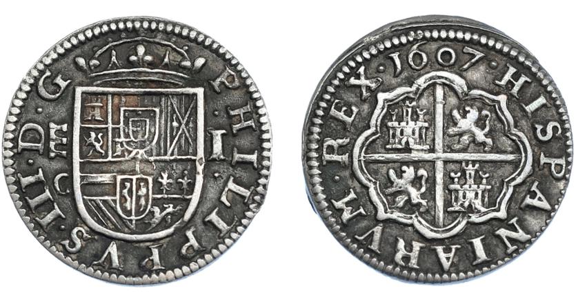 517   -  FELIPE III. Real. 1607. Segovia. C. AC-516. MBC.