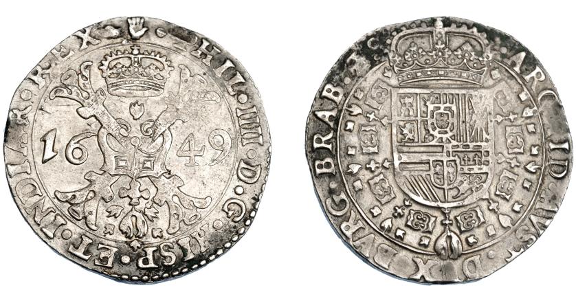 530   -  FELIPE IV. Patagón. 1649. Amberes. DEL-293. DAV-4462. MBC+.