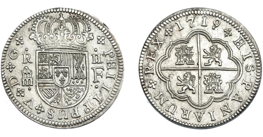 535   -  FELIPE V. 2 reales. 1719. Segovia. F. VI-765. EBC/EBC-.