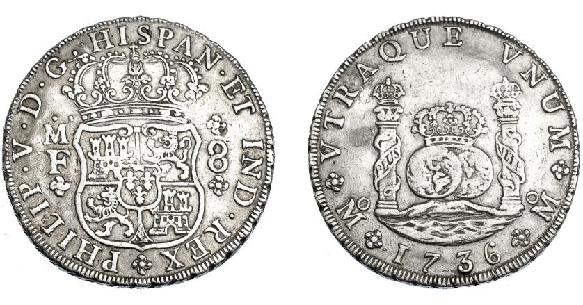 539   -  FELIPE V. 8 reales. 1736. México. MF. VI-1144. MBC.