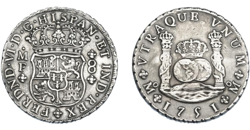 549   -  FERNANDO VI. 8 reales. 1751. México. MF. VI-359. MBC+/MBC.