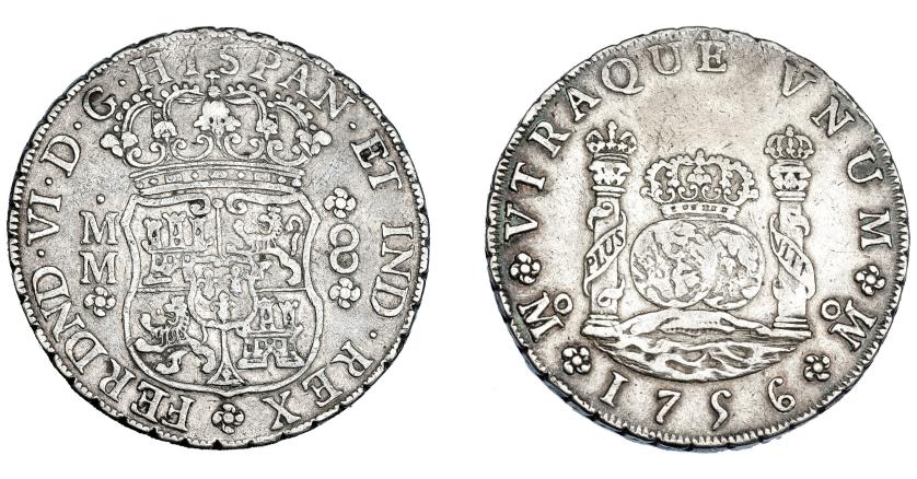 552   -  FERNANDO VI. 8 reales. 1756. México. MM. VI-367. MBC/MBC+.