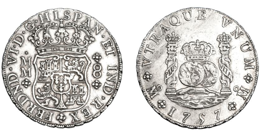 553   -  FERNANDO VI. 8 reales. 1757. México. MM. VI-368. Pequeñas marcas. R.B.O. EBC-.