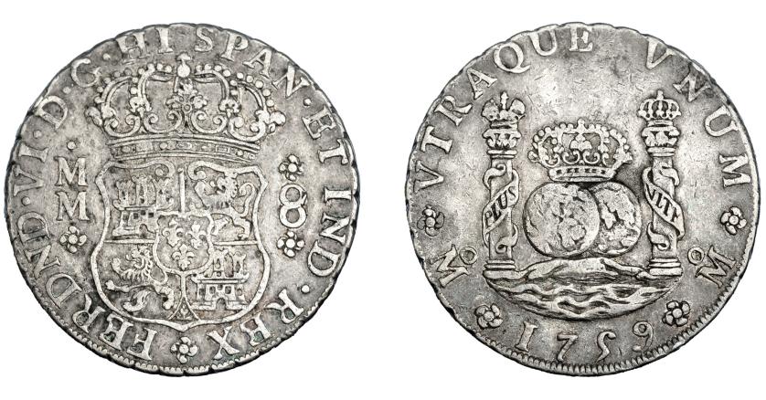 555   -  FERNANDO VI. 8 reales. 1759. México. MM. VI-370. MBC.
