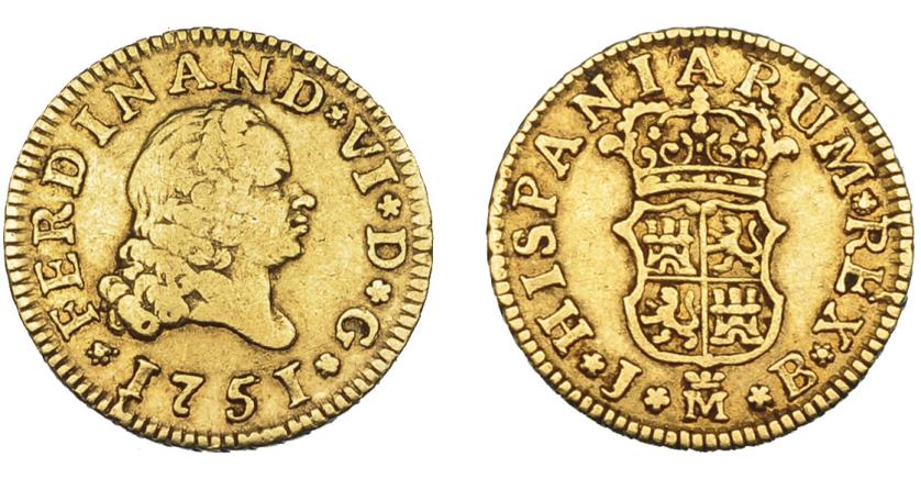 557   -  FERNANDO VI. 1/2 escudo. 1751. Madrid. JB. VI-409. MBC-/MBC.