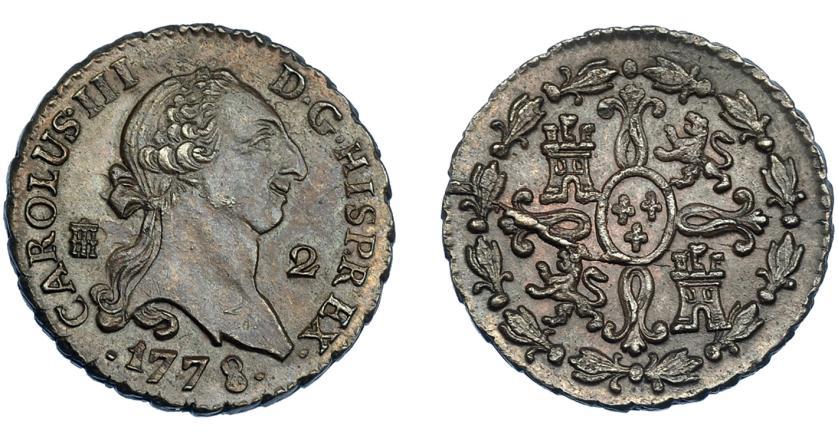 562   -  CARLOS III. 2 maravedís. 1778. Segovia. VI-34. EBC.