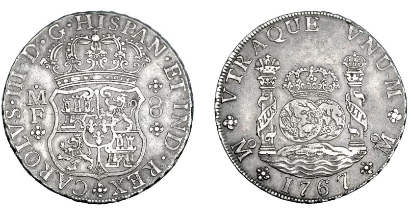 569   -  CARLOS III. 8 reales. 1767. México. MF. VI-925. MBC/MBC+.