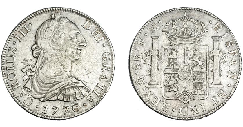 574   -  CARLOS III. 8 reales. 1776. México FM. VI-937. Grafito X en anv. R.B.O. MBC.