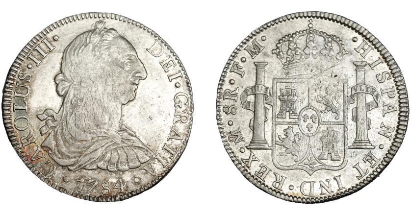 578   -  CARLOS III. 8 reales. 1784. México FM. VI-949. Ligera plata agria y vano en rev. R.B.O. MBC/MBC+.