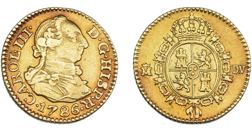 585   -  CARLOS III. 1/2 escudo. 1786. Madrid. DV. VI-1065. MBC/MBC+.