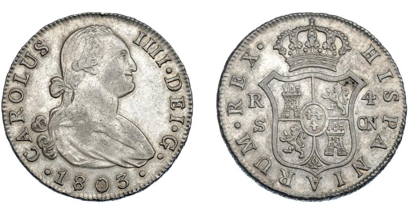 595   -  CARLOS IV. 4 reales. 1803. Sevilla. CN. MBC+. VI-727. Ex Vico, 127, lote 810.