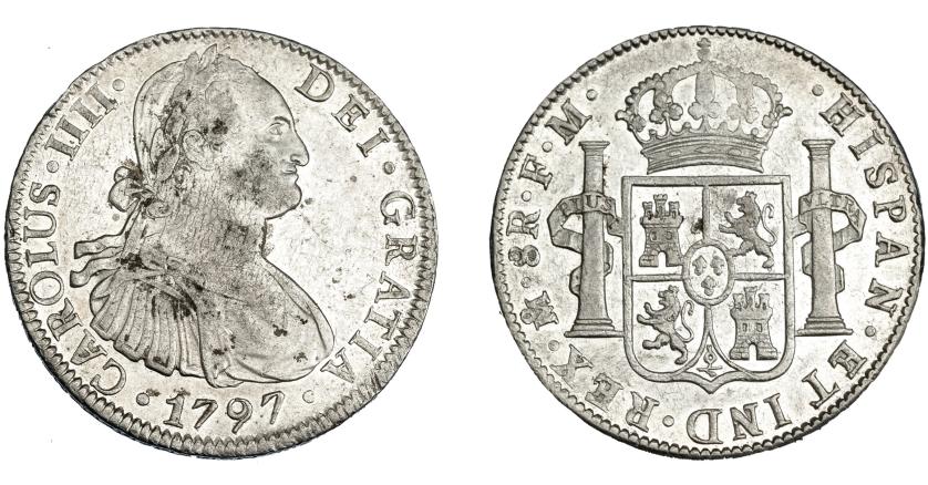 599   -  CARLOS IV. 8 reales. 1797. México. FM. VI-793. Leve plata agria. B.O. MBC+/EBC-.