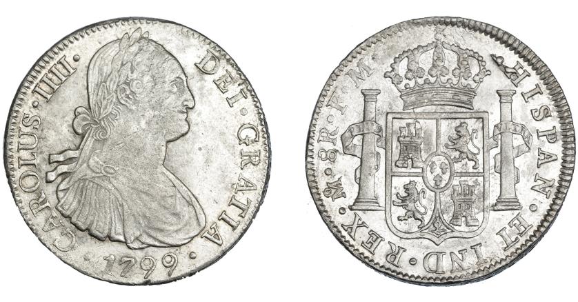 600   -  CARLOS IV. 8 reales. 1799. México. FM. VI-795. R.B.O. MBC+/EBC-.