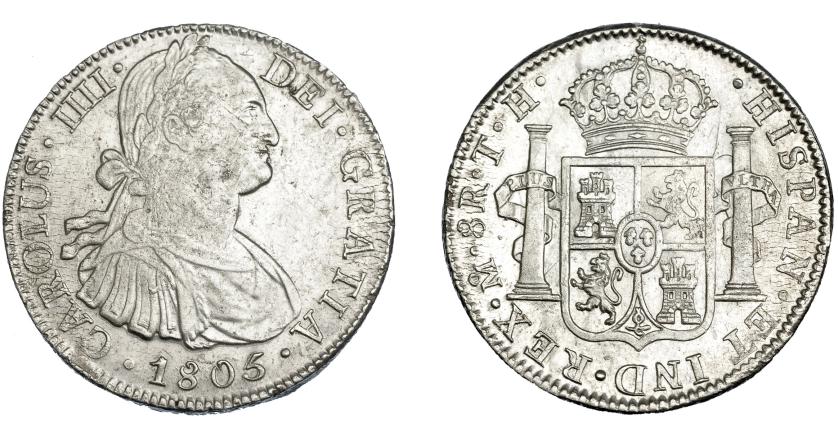 603   -  CARLOS IV. 8 reales. 1805. México. TH. VI-803. Leve plata agria. R.B.O. MBC+.