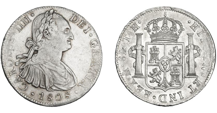 606   -  CARLOS IV. 8 reales. 1808. México TH. VI-807. Vanos de acuñación. MBC+/EBC-