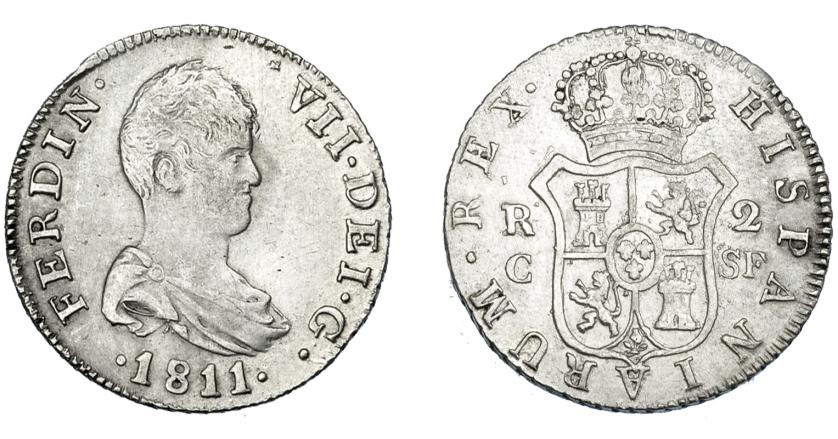 627   -  FERNANDO VII. 2 reales. 1811. Cataluña. SF. VI-618. MBC+/MBC.