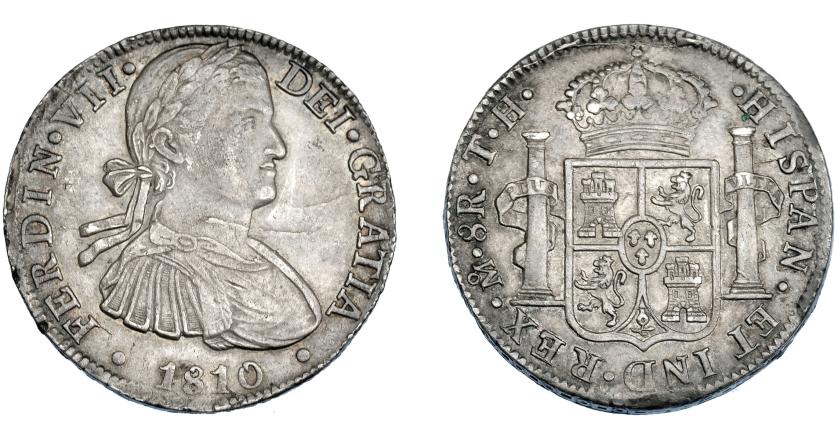 637   -  FERNANDO VII. 8 reales. 1810. México. TH. VI-1085. Pequeñas marcas de rotura de cuño. MBC+. Escasa.