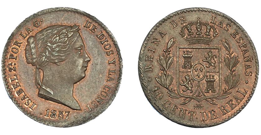 658   -  ISABEL II. 10 céntimos de real. 1857. Segovia. VI-134. R.B.O. SC.