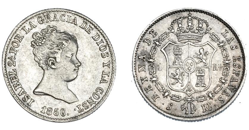 660   -  ISABEL II. 1/2 real. 1850. Sevilla. RD. VI-278. MBC+/EBC-.