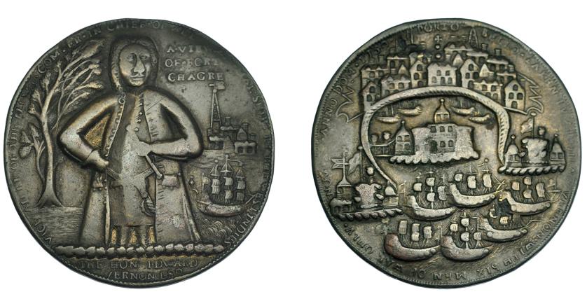 750   -  MONEDAS EXTRANJERAS. GRAN BRETAÑA. Medalla. Vernon. 1739. Portobello. AE 39 mm. MBC-.
