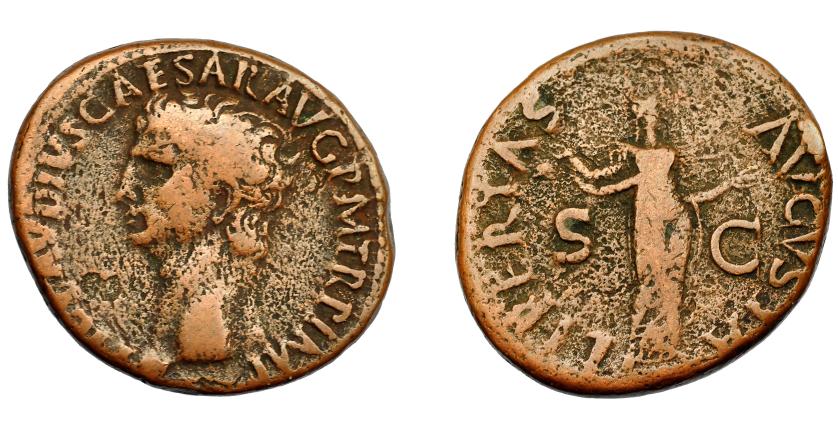 199   -  IMPERIO ROMANO. CLAUDIO I. As. Roma (50-54 d.C.). R/ Libertas con píleo y brazo extendido; LIBERTAS AVGVSTA, en campo S-C. AE 11,56 g. 43,5 mm. RIC-97. Superficies ligeramente erosionadas. MBC-/BC+.