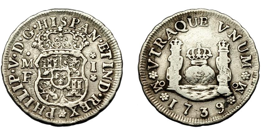 493   -  FELIPE V. Real. 1739. México. MF. VI-462. MBC/MBC-.