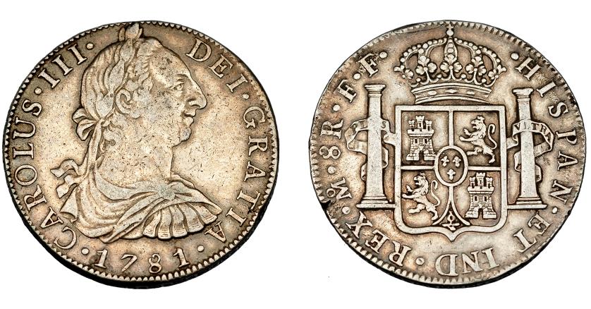 501   -  CARLOS III. 8 reales. 1781. México. FF. VI-944. Pequeño defecto en gráfilas. MBC.