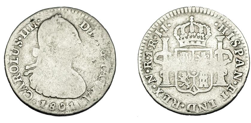 510   -  CARLOS IV. Real. 1801. Nuevo Reino. JJ. VI-393. BC+.