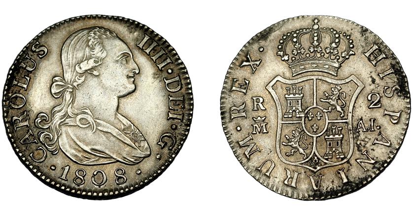 513   -  CARLOS IV. 2 reales. 1808. Madrid. AI. VI-515. Leves oxidaciones. MBC+.