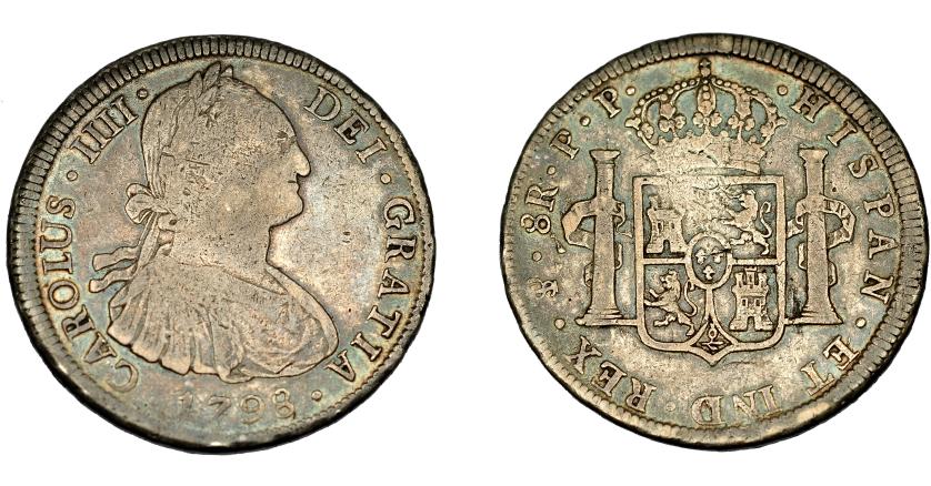 517   -  CARLOS IV. 8 reales. 1798. Potosí. PP. VI-818. BC+.
