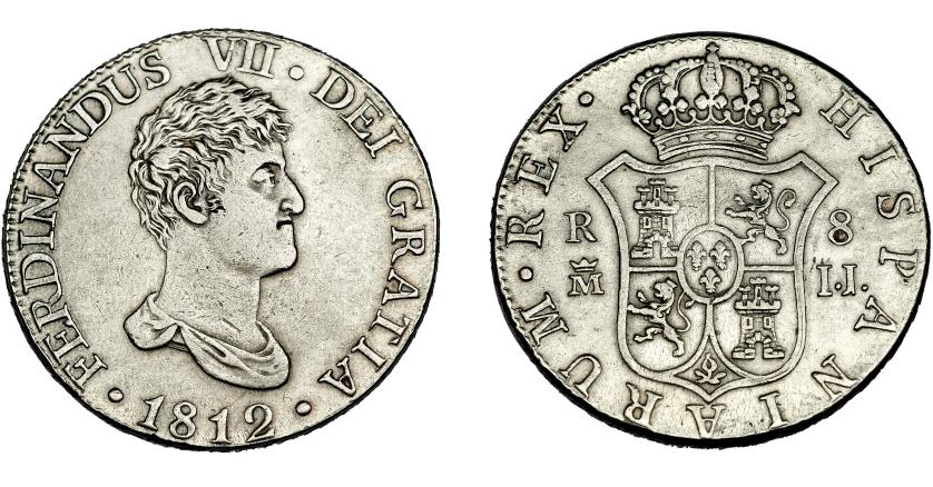 531   -  FERNANDO VII. 8 reales. 1812. Madrid. IJ. VI-1060. MBC+. Muy escasa.