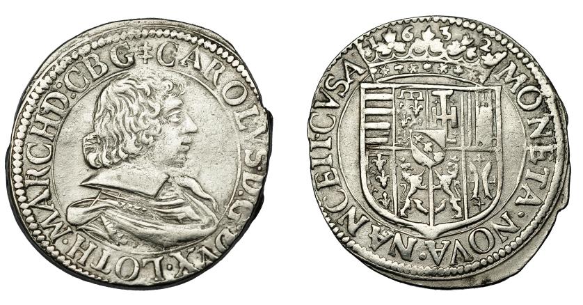 676   -  MONEDAS EXTRANJERAS. FRANCIA. Ducado de Lorena. Carlos VI. Testón. 1632. Nancy. KM-45(Alemania). MBC.