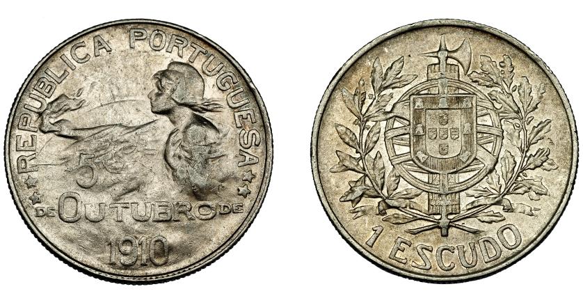 746   -  MONEDAS EXTRANJERAS. PORTUGAL. 1 escudo. 1910. Proclamación de la República. KM-560. EBC-.