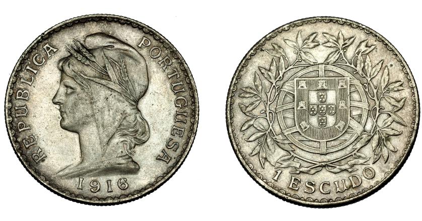 748   -  MONEDAS EXTRANJERAS. PORTUGAL. 1 escudo. 1916. KM-564. MBC+/EBC-.