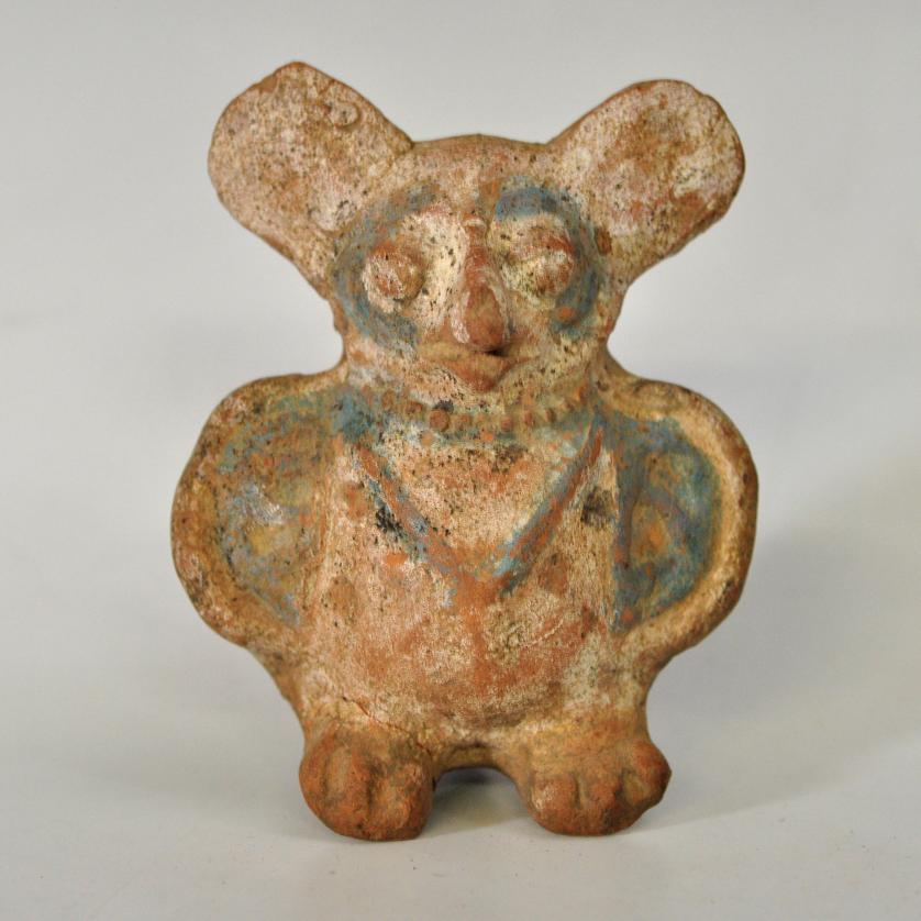 2046   -   PREHISPÁNICO. Figura zoomorfa. Cultura Maya (550-950 d.C). Terracota. Restos de policromía. Longitud 10 cm.