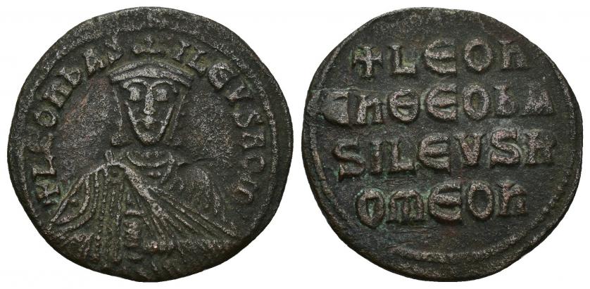 3299   -  IMPERIO BIZANTINO. LEÓN VI (886-912). Follis. Constantinopolis. AE 5,41 g. 26,5 mm. SBB-1729. MBC.