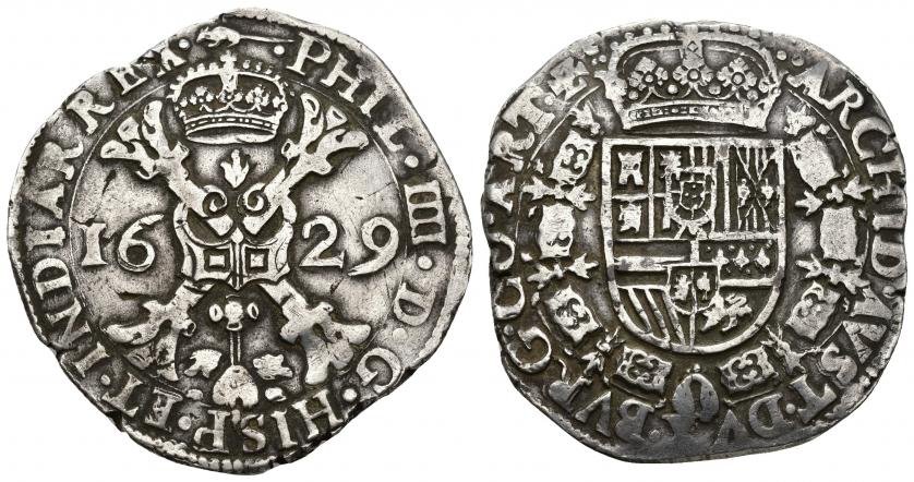 3363   -  FELIPE IV. Patagón. 1629. Arras. A/ PHIL IIII D G HISP ET INDIAR REX. R/ ARCHID AVST DVX BVRG BRAB Zc . AR 28,06 g. 40,1 mm. Vanhoudt-645.AR. DEL I-298. MBC-.