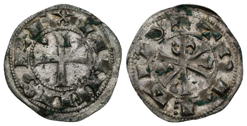 573   -  REINOS DE CASTILLA Y LEÓN. ALFONSO VI. Dinero. Toledo. VE 1 g. 20,7 mm. III-5.5. BMM-3.1. Imperatrix A6:10.13. Oxidaciones. MBC+/EBC-.