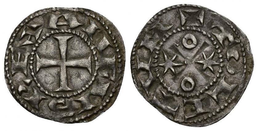 574   -  REINOS DE CASTILLA Y LEÓN. ALFONSO VI. Dinero. Toledo. VE 0,88 g. 19,7 mm. III-8. BMM-9. MBC+.