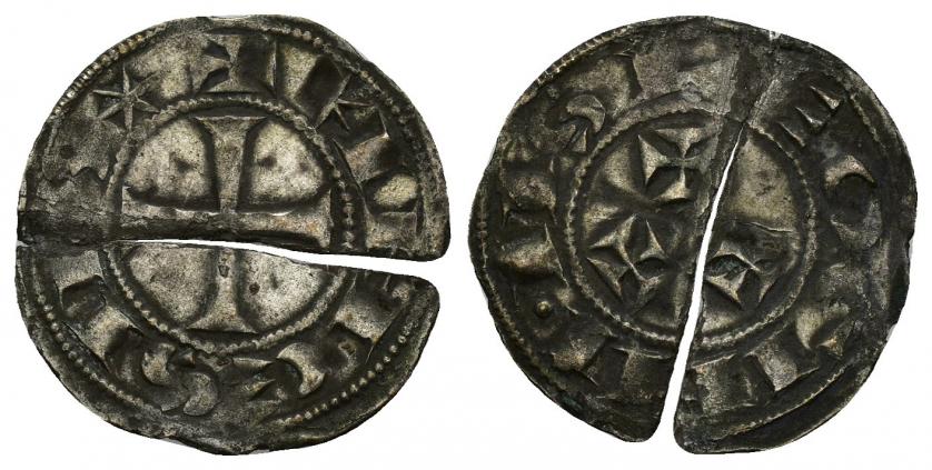 577   -  REINOS DE CASTILLA Y LEÓN. ALFONSO VII (según algunos autores, Urraca) . Dinero. León. VE 0,79 g. 19,5 mm. III-66. Imperatrix A7:76.2. Grieta longitudinal. MBC+.