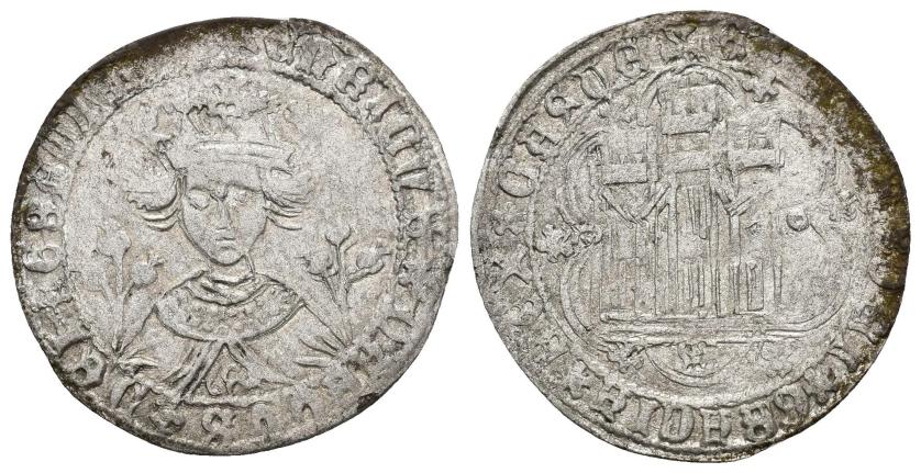 599   -  REINOS DE CASTILLA Y LEÓN. ENRIQUE IV. Cuarto. Sevilla. Flores a los lados. AR 3,28 g. 28 mm. III-754.4. BMM-1023.4. MBC-.