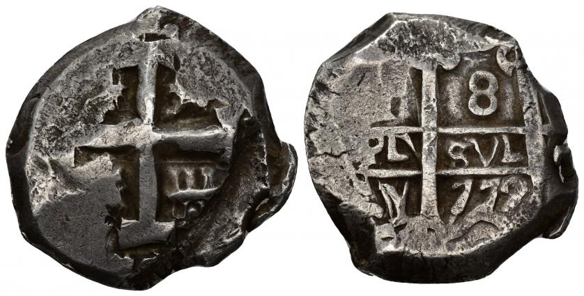 743   -  CARLOS III. 8 reales. 1772. Potosí. V. AR 26,93 g. 31,9 mm. VI-971. Vanos. MBC.
