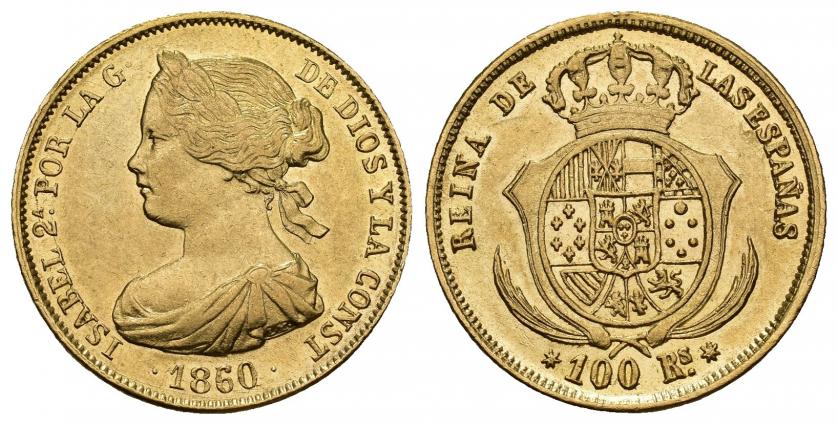 826   -  ISABEL II. 100 reales. 1860. Sevilla. AU 8,35 g. 22,2 mm. VI-660. EBC.