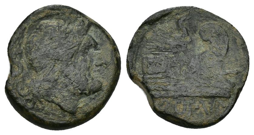 189   -  REPÚBLICA ROMANA. Semis. A/ Saturno. R/ Proa. AE 7,63 g. 21,2 mm. RC.
