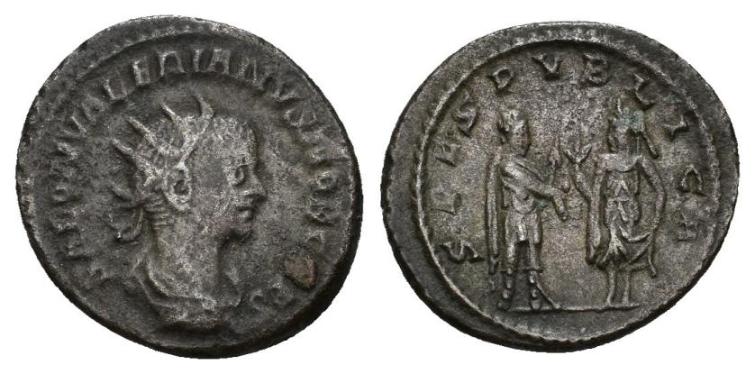 409   -  IMPERIO ROMANO. SALONINO. Antoniniano. Asia (256). A/ Busto diademado y drapeado a der.; SALON VALERIANVS NOB CAES. R/ Spes a izq. tendiendo flor a Salonino frente a ella; SPES PVBLICA. VE 3,83 g. 20,8 mm. RIC-36. BC+/MBC.