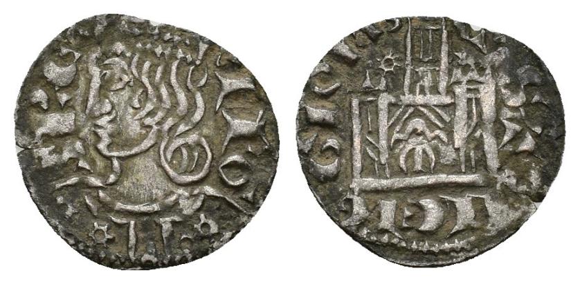 467   -  REINOS DE CASTILLA Y LEÓN. ALFONSO XI. Dinero coronado. Murcia. R/ Encima del castillo roel coronado y estrella, debajo marca M. VE 0,83 g. 17,7 mm. III-339.1 vte. MM-A11:2.10? Pequeñas roturas al borde. MBC. 